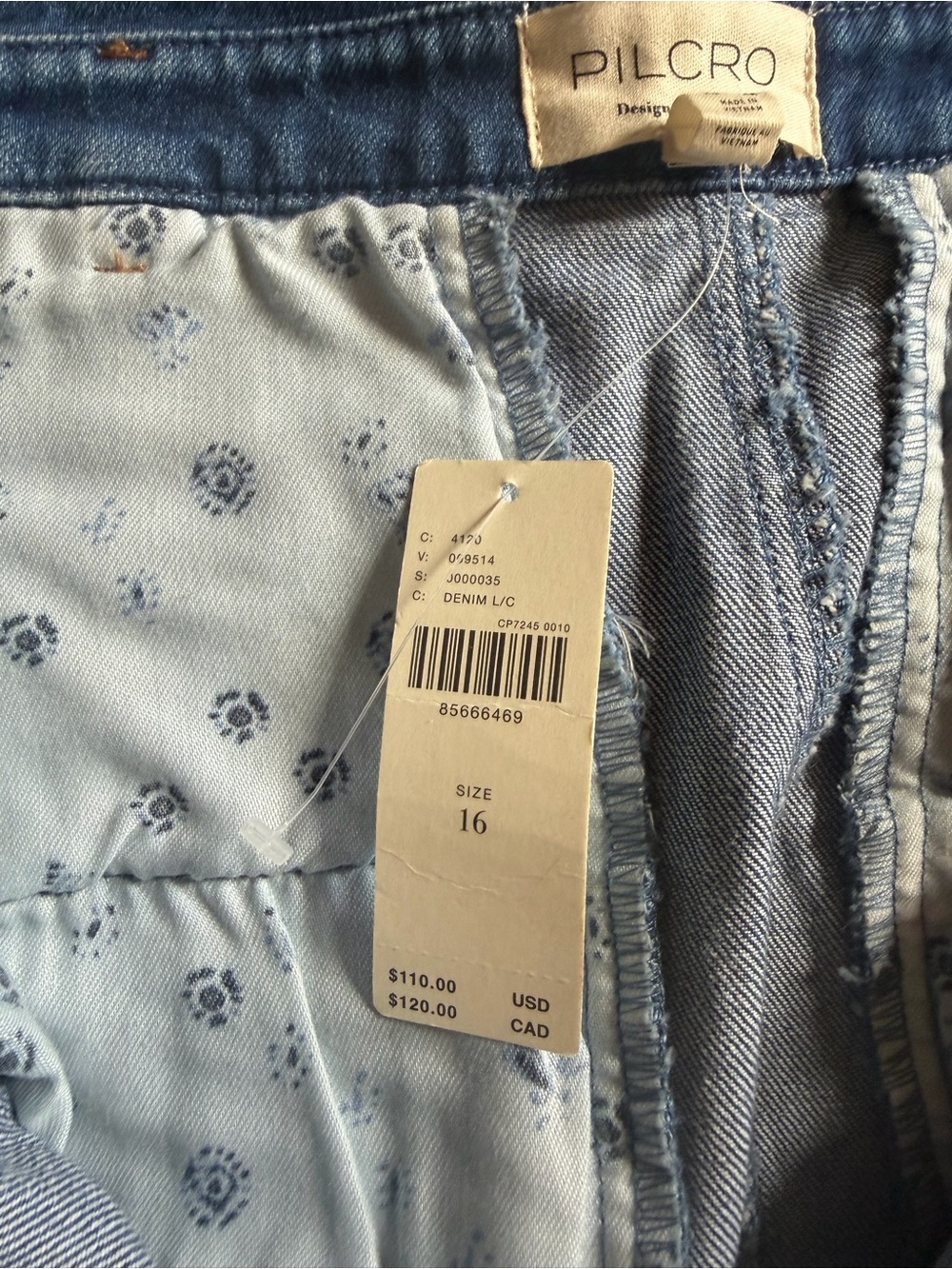 Pilcro Light Blue Printed Denim Skirt - Picture 4 of 4